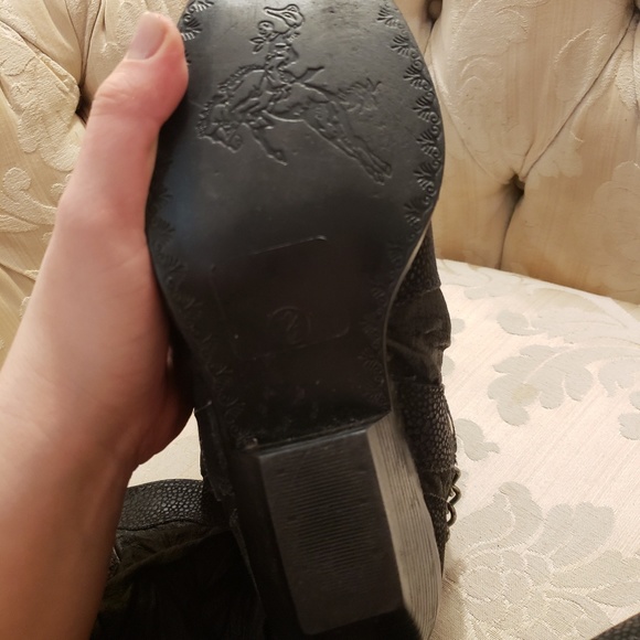 COPY - Black leather cowboy boots, silver hard wear - Picture 4 of 6